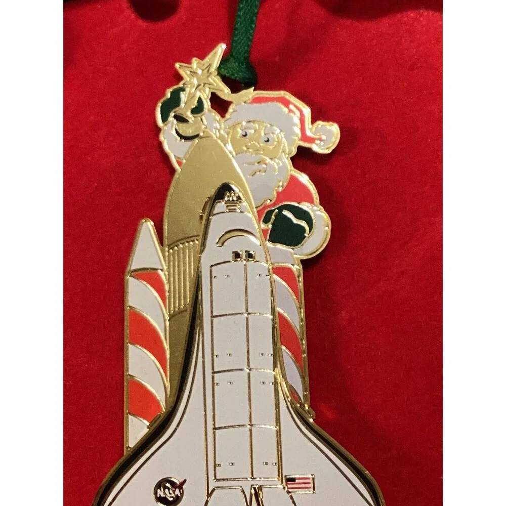 Kennedy Space Center 2009 Santa Shuttle Launch Christmas Ornament Brass Boxed